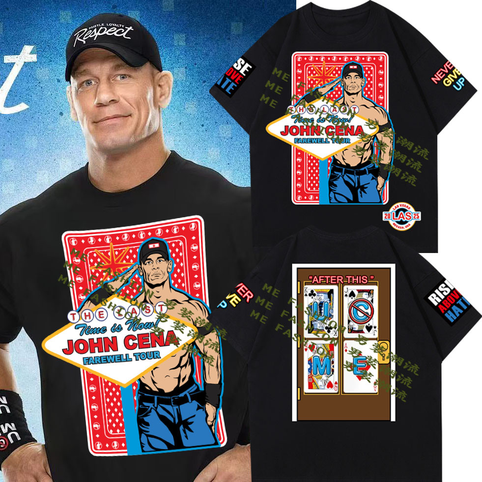 ใหม่ WWE John Cena John Cena แขนสั้นผ้าฝ้าย 100% มวยปล้ําเสื้อยืดด้านบนหลวมเสื้อยืดผู้ชายและผู้หญิง