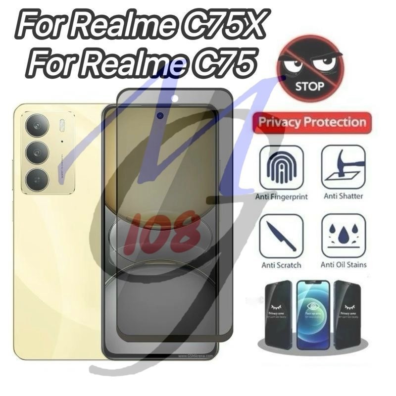 ฟิล์มกันเสือกสำหรับ Realme C75X /C75x/C75 /14X/14x ฟิล์มกันรอยกระจกนิรภัย ป้องกันการแอบดู ป้องกันการ