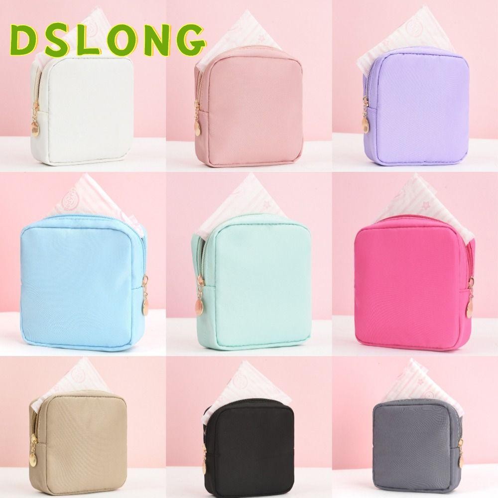 DSLONG ที่เก็บผ้าเช็ดปาก, กระเป๋าผ้าอนามัยหลากสีองค์กรบ้าน, กระเป๋าใส่แผ่นรองพกพาแฟชั่น