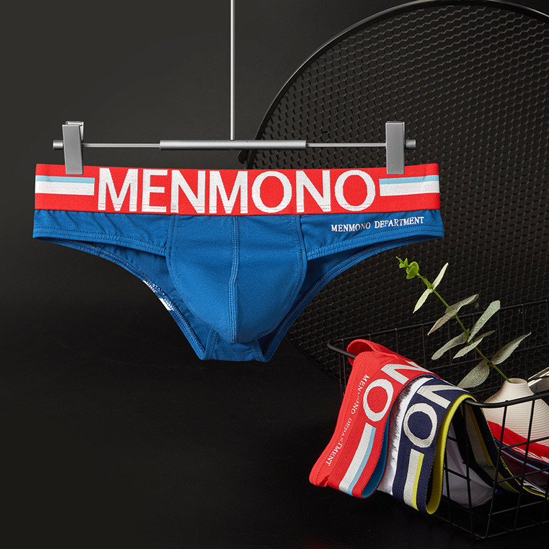 ชุดชั้นในผู้ชายสไตล์ทันสมัย MENMONO กางเกงสามเหลี่ยมผ้าฝ้ายเอวต่ำรัดรูป ME5013SJ