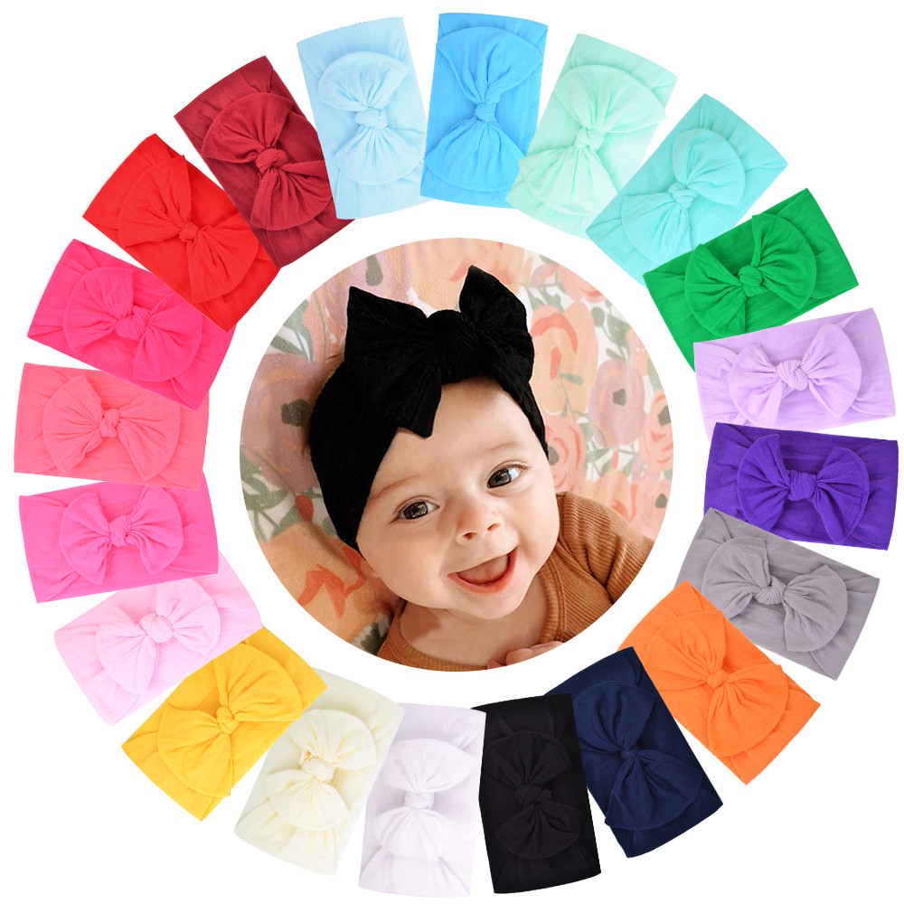 1 ชิ้นเด็กอ่อนแถบคาดศีรษะยืดหยุ่น Knot Turban ไนลอน Headbands สําหรับสาว Head Wrap ทารกแรกเกิด Bow Hairband เด็กวัยหัดเดินอุปกรณ์เสริมผม
