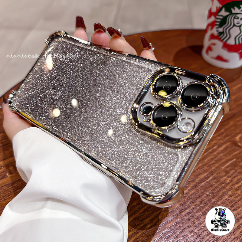 👑จัดส่งในพื้นที่👑 เคสโทรศัพท์มือถือ ชุบกลิตเตอร์ หรูหรา สําหรับ Iphone 11 12 13 14 15 16 Pro max X XS XR 16 plus Pro เคส