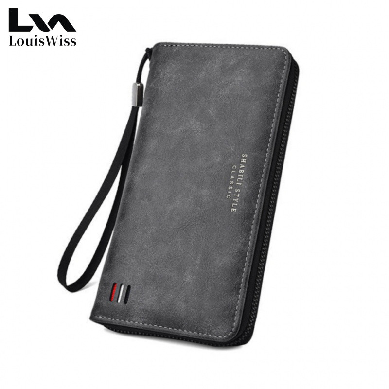LOUISWISS Mens Soft PU มัลติฟังก์ชั่นขนาดใหญ่ความจุกระเป๋าสตางค์ยาว Multi Card ID ผู้ถือบัตรเครดิตกระเป๋าสตางค์ธุรกิจ