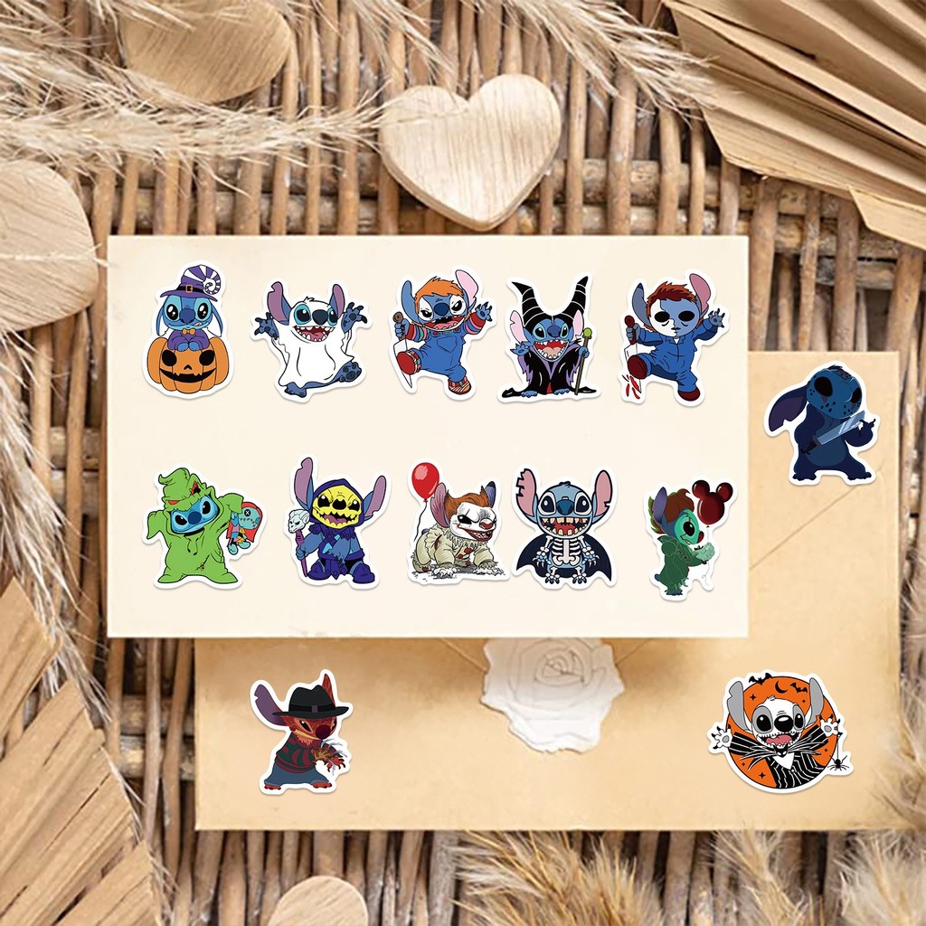 ✨พร้อมส่ง✨Cute cartoon การ์ตูน สติช Stitch sticker สติกเกอร์กันน้ำ Halloween สเก็ตบอร์ด 50ชิ้น - รูปที่ 7