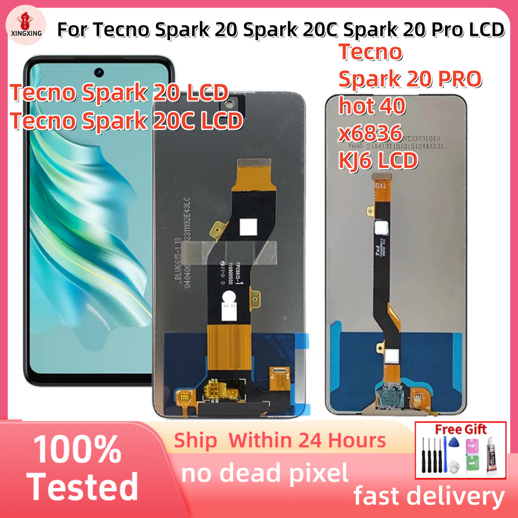 100% ทดสอบ LCD สําหรับ Tecno Spark 20 Spark 20C Spark 20 Pro LCD ร้อน 40 x6836 KJ6 จอแสดงผล LCD หน้า