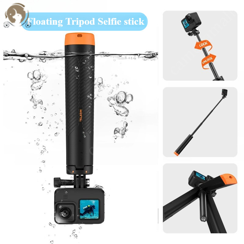 TELESIN ไม้พยุง ไม้เซลฟี่ใต้น้ํา ขาตั้งกล้องเข้ากันได้กับ Gopro/Insta360 X5/ DJI