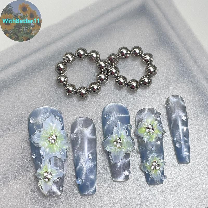 Better Nail Art รอบแม่เหล็กลูกปัดดอกไม้น้ําแข็ง Eye Strong Magnet Nail Art 10 ชิ้น TH