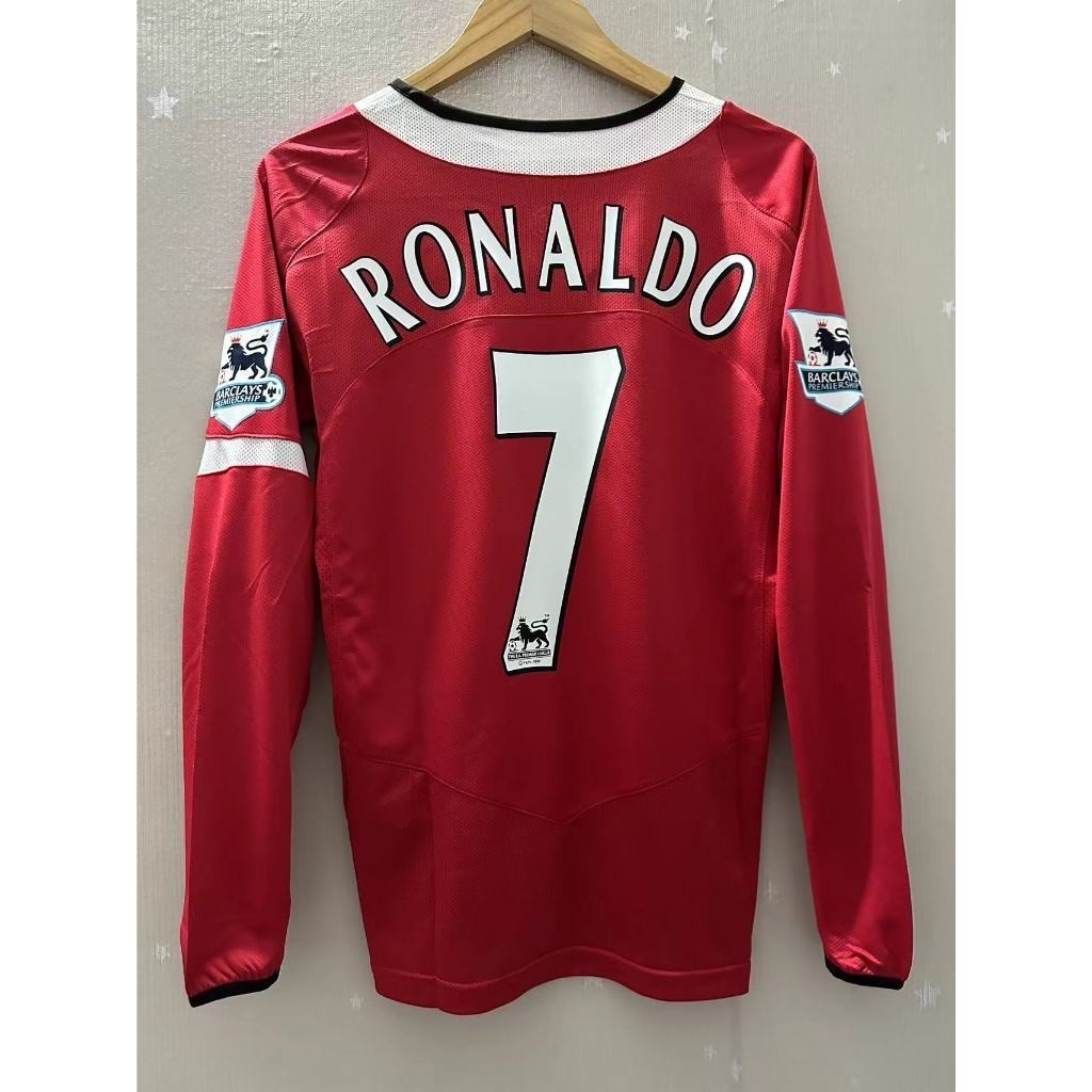 2004-06 Man United Retro Jersey - Ronaldo & Rooney Custom เสื้อยืดแขนยาว | ชุดเหย้าคุณภาพพรีเมี่ยม