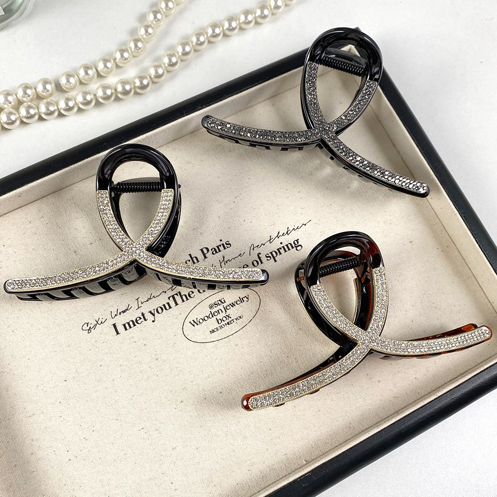 สไตล์เกาหลีเพชรเต็มแขวนกิ๊บผมปริมาณผมกลับหัวมากขึ้นกิ๊บขนาดใหญ่ระดับไฮเอนด์ฉลามคลิป