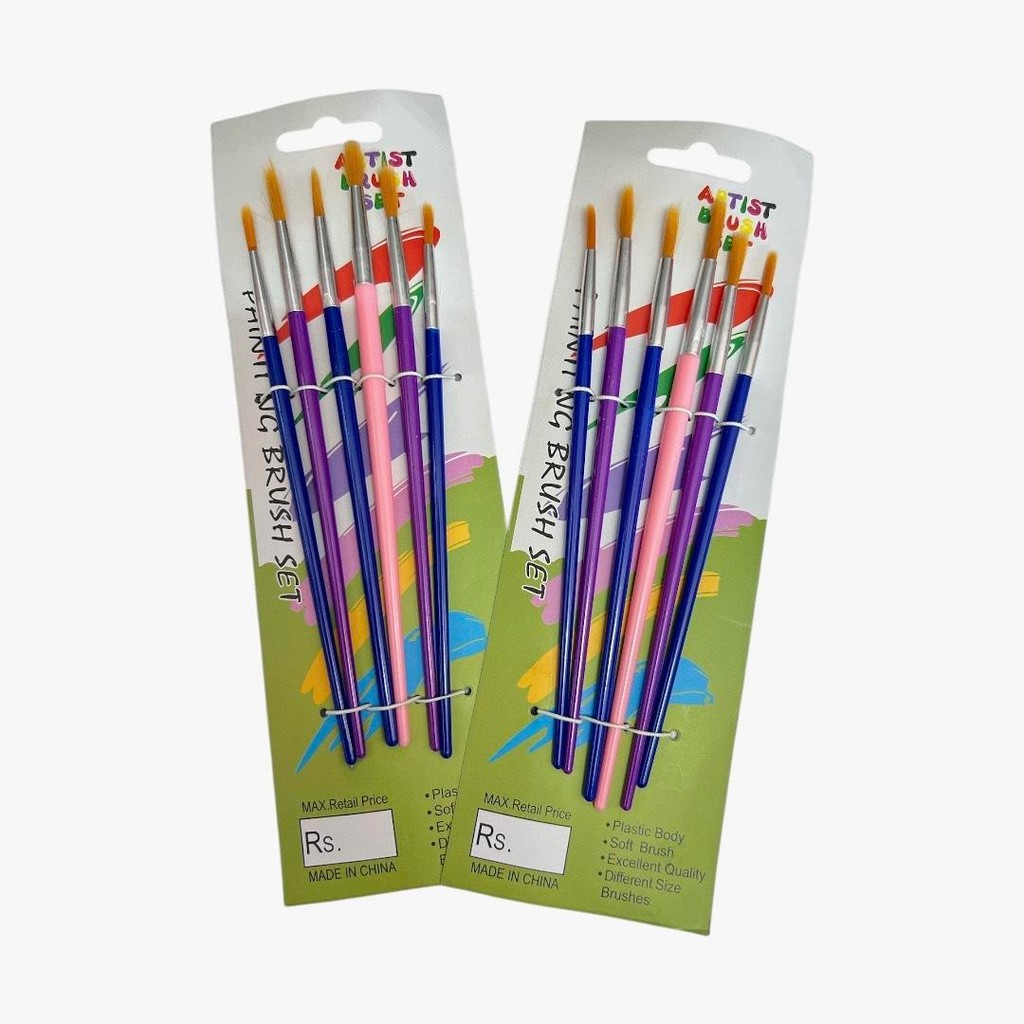 (ยกแพ็ค 12 ชุด) ชุดพู่กัน ระบายสีน้ำ 1 ชุด 6 อัน คละเบอร์ - รูปที่ 2