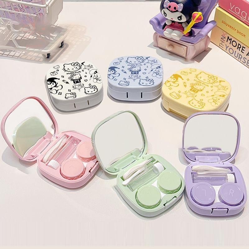 [maybeauty] Dopamine Hello Kitty กล่องใส่คอนแทคเลนส์ Sanrio KT Cat Beauty กล่องเก็บนักเรียนคอนเทนเนอ
