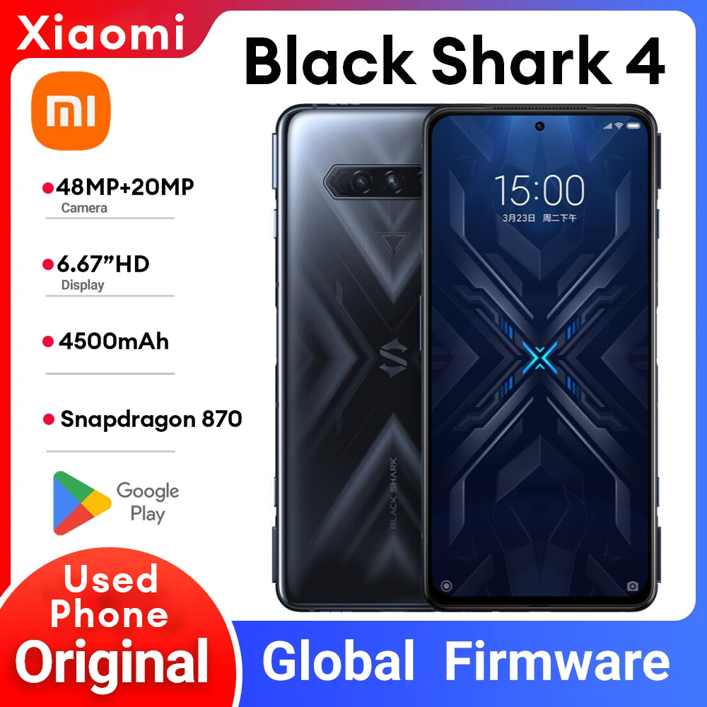 Black Shark 4 5G โทรศัพท์สําหรับเล่นเกม Snapdragon 870 โทรศัพท์มือสอง โทรศัพท์มือถือใหม่ 95% 6.67 นิ