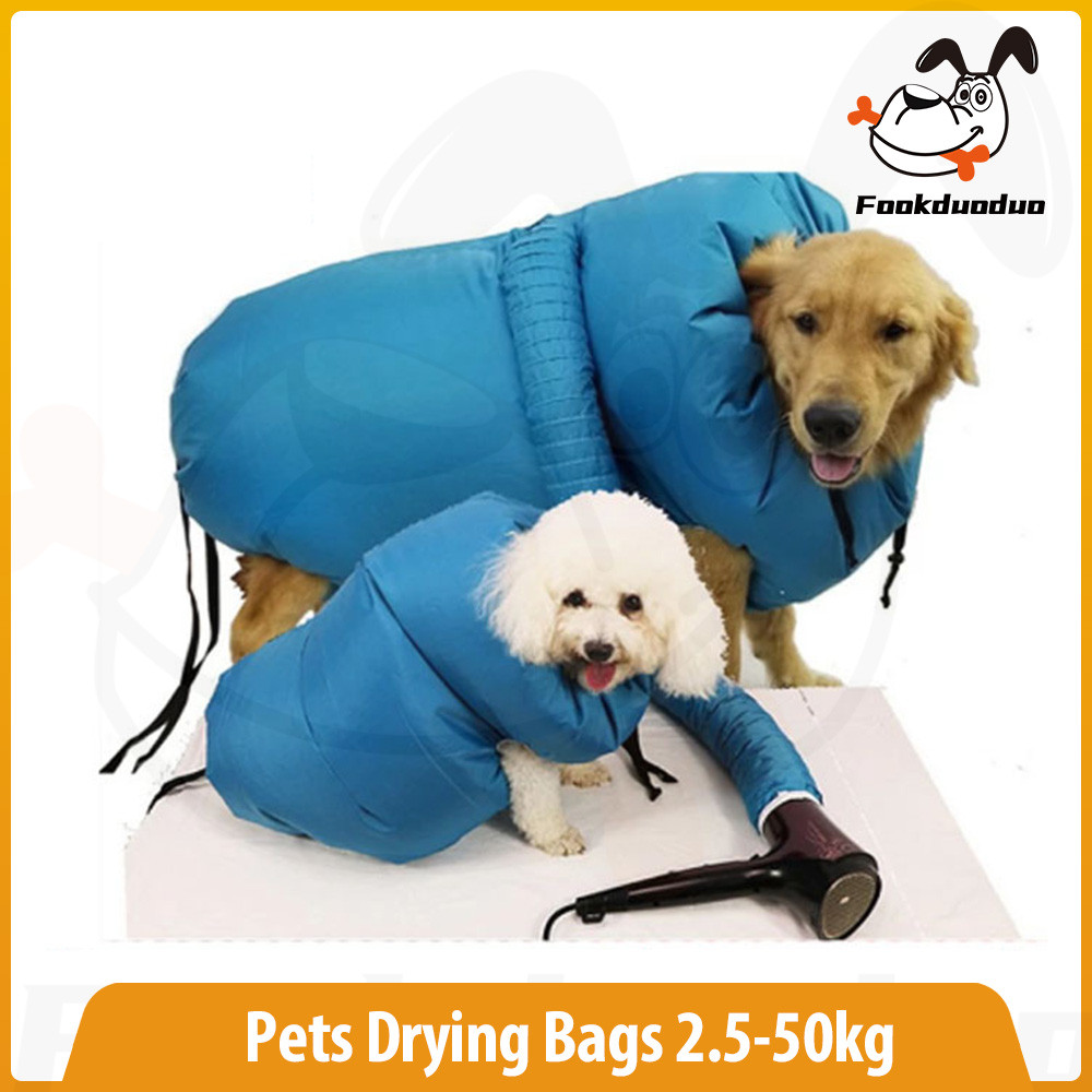 Fookduuo Pet Drying Bag for Dogs Cats Quick Dry Bath 360° Hair ประกอบด้วย One-Touch Wear 2.5-50kg