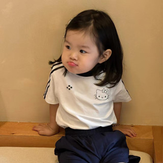 ฤดูร้อน เสื้อยืดแขนสั้นสำหรับเด็กผู้หญิง ลายการ์ตูน เสื้อสั้…