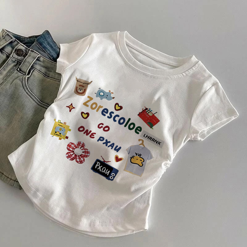 SELVZE เสื้อยืดผู้หญิง เวอร์ชั่นเกาหลีของกระแสน้ำแน่นเข้ารูปพอดีสั้นเอวสูงบาง B002640