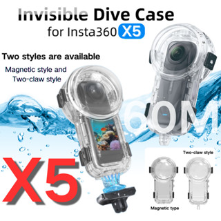 เคสดําน้ําที่มองไม่เห็นสําหรับ Insta360 X5, 60 M/196ft เคสกั…