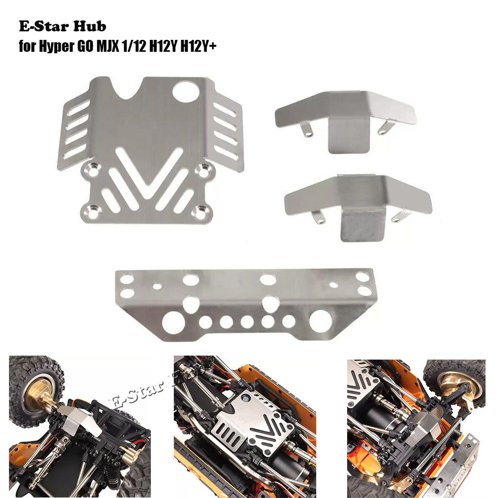แผ่นป้องกันเกราะหน้าและหลังสแตนเลสสำหรับ Hyper GO MJX 1/12 H12Y H12Y+ รถ RC รถปีนเขา