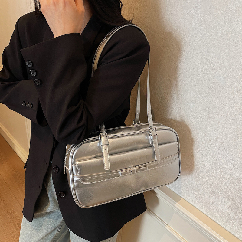 High Sense Boston Bag ความจุขนาดใหญ ่ สบายๆแบบพกพา INS Commuter 's All-Matching Shoulder Baguette Bag - รูปที่ 3