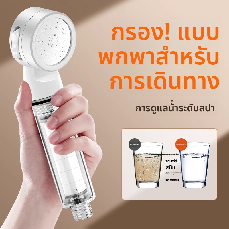 🧡ราคาถูกที่สุด🧡หัวฝักบัวอาบน้ํา  ฝักบัวแรงดันสูง กรองผ้าฝ้าย พกพาได้ง่ายฝักบัวกรองน้ำ💦หุ้นไทยพร้อม