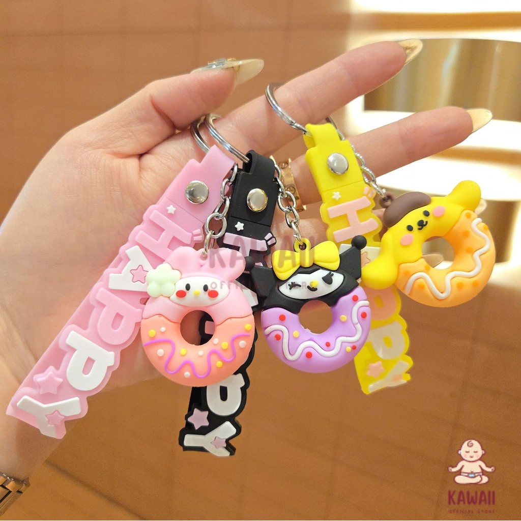 GANTUNGAN KSซิลิโคนพรีเมี่ยมโดนัทพวงกุญแจSanrio Donutพวงกุญแจรถมอเตอร์ไซค์/พวงกุญแจโดนัทSanrio Donut
