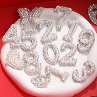 10ชิ้นสีขาวมุกจดหมายแพทช์ พลอยเทียม แพทช์เย็บแพทช์ตรา ทําเอง…