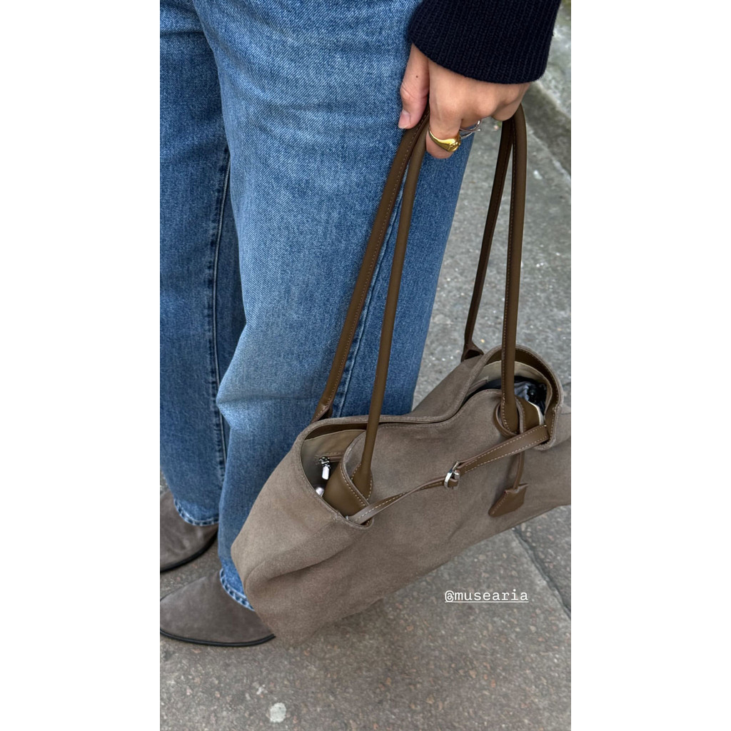 Aria Long Top Handle Suede Bag