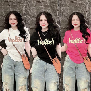 เสื้อยืดผู้หญิงทรงสลิมฟิต เสื้อยืด ขนาดกลาง สีแดงสำหรับผู้หญิง