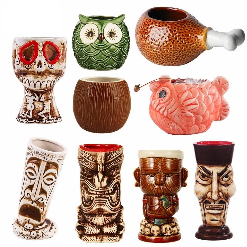 เซรามิค Tiki Mug Creative Porcelain เบียร์แก้วไวน์ถ้วย Drinkware