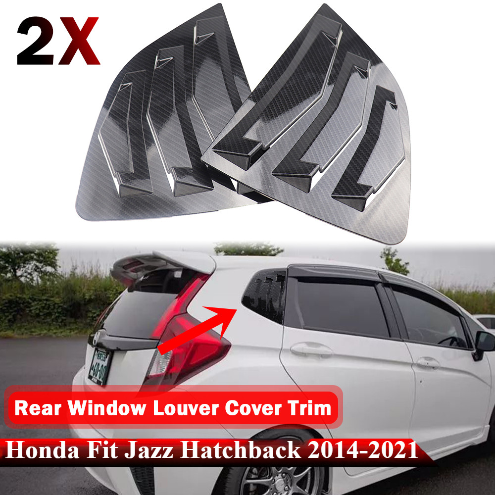 Honda Fit Jazz Hatchback 2014-2021 หน้าต่างสามเหลี่ยมฝาครอบคาร์บอนไฟเบอร์/Glossy สีดําตกแต่ง