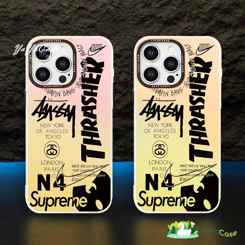 สำหรับ iPhone 11 13 16 For เคสไอโฟน15 14 12 Pro Max XR XS MAX 7 8 Plus แบรนด์แฟชั่น กรณีโทรศัพท์ซิลิโคนหรูหราสีสันสดใส