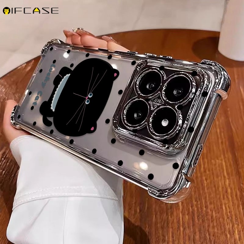 สําหรับ iQOO Z9 Turbo Z9x Z7i Z7 Z6 Pro Lite Z5x U3 U3x U1x เคสโทรศัพท์น่ารัก Lucky Black Cat Polka 