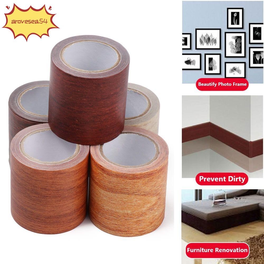 Arove 5M/ม้วนเทปซ่อมเฟอร์นิเจอร์,สติกเกอร์ปรับปรุงพื้นแบบมีกาวในตัวป้องกันโรคราน้ําค้าง,ลายไม้คุณภาพสูง DIY สติกเกอร์ประตูที่สมจริงตกแต่งบ้าน