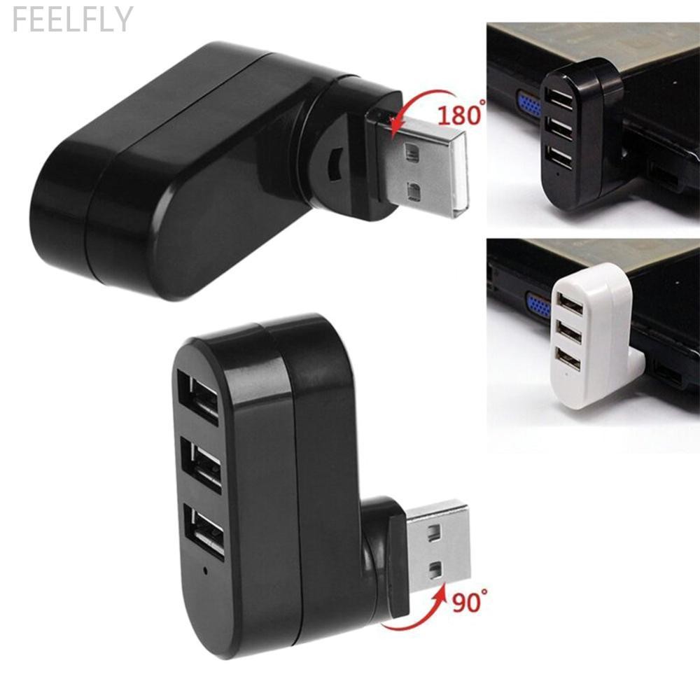 Feelfly USB 2.0 Hub USB Hub 2.0 Multi USB Splitter Hub หมุนได้ 3 พอร์ตหลาย Expander Splitter Mini US