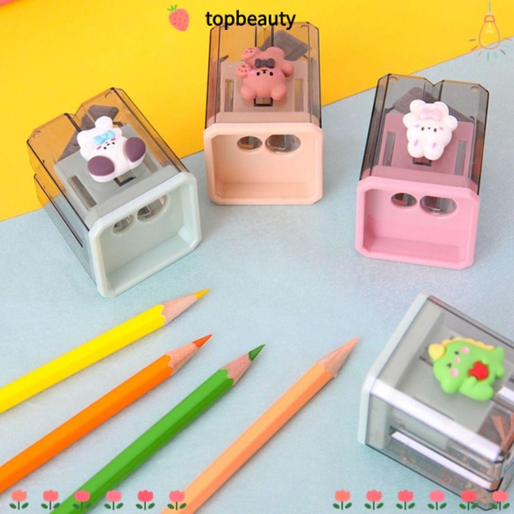 ท็อปบิวตี้ กบเหลาดินสอ การ์ตูนน่ารักของขวัญตลกเครื่องมือตัดดินสอน้ําหนักเบาหลุมคู่อุปกรณ์การเรียนเครื่องเขียนนักเรียน
