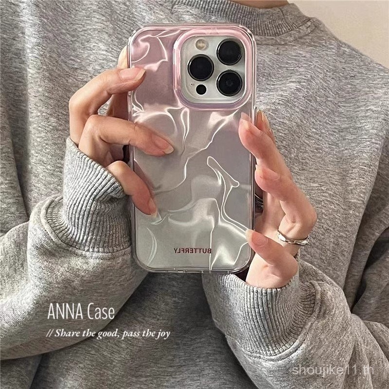 สีเงินสีชมพูน้ำระลอกเคสโทรศัพท์มือถือ iphone15/14PROMAX XS แอปเปิ้ล131211น้ำระลอก xr8plus ulc4