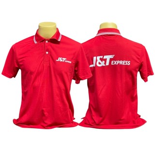เสื้อโปโลบริษัทขนส่ง J&T งานสกรีนหน้าหลัง  สีแดงสด ผ้าดีหนาน…