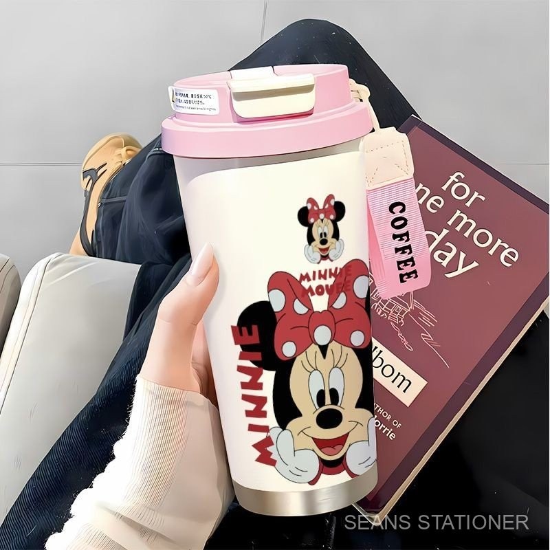 ถ้วยสแตนเลส 530ml เก็บความร้อน/เย็น ลายการ์ตูน พกพาสะดวก ความจุใหญ่ เครื่องดื่มคู่ กันกระแทก พร้อมหลอด มินนี่