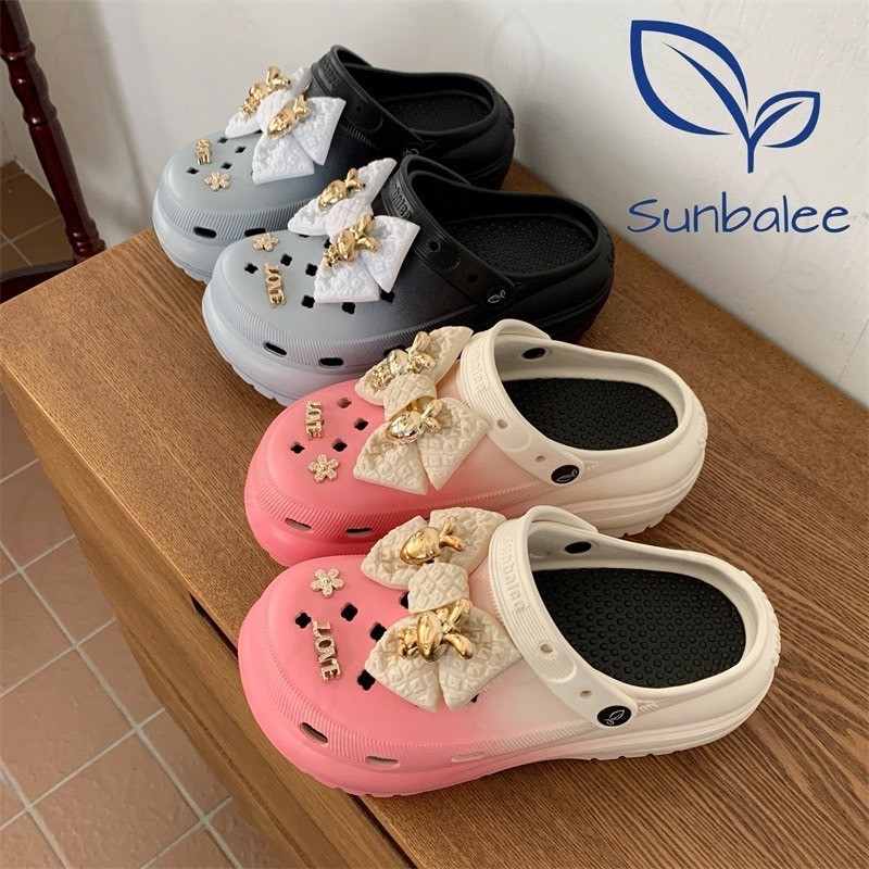 SUNBALEE 🌷 SUN8694-2T รองเท้าหัวโต แถมตัวติด เสริมส้นสูง สไตล์เกาหลี สีพาสเทล วัสดุ EVA สินค้าพร้อมส่ง