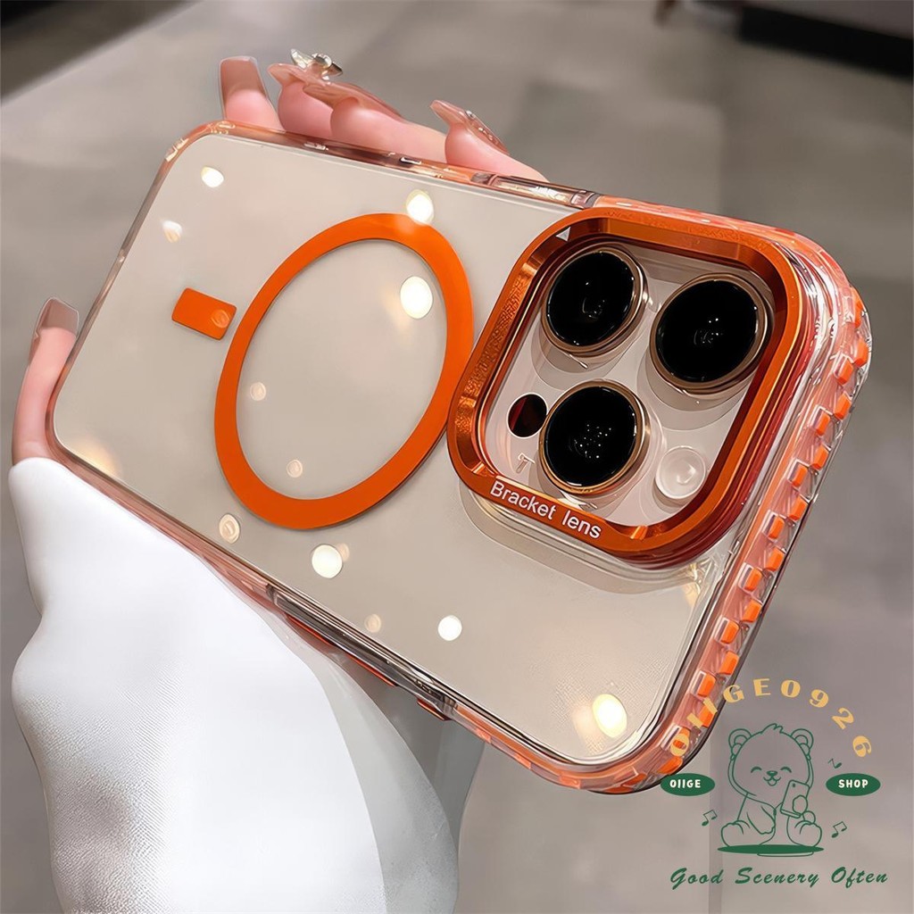สีป้องกันการล่มสลายแม่เหล็กเคสโทรศัพท์ iphone16 Pro Max 15 14 13 12 11 เคสสําหรับเคส iPhone ซิลิโคนนุ่ม TPU + PC กันกระแทก