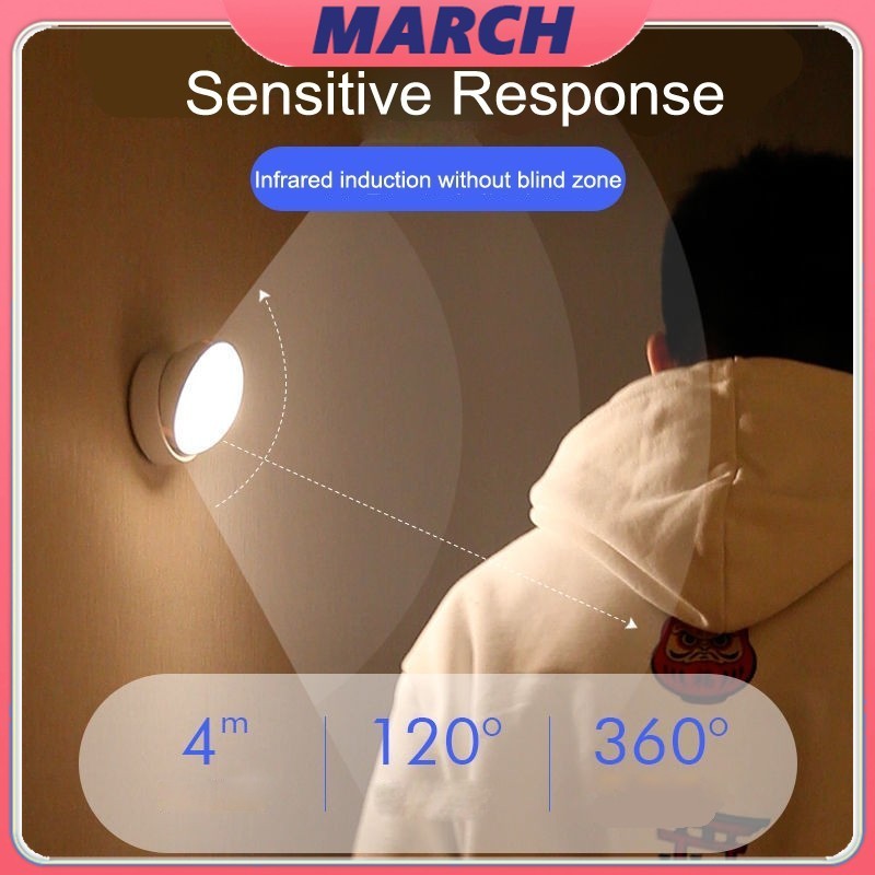 YTL ไฟกลางคืน LED สามารถชาร์จ USB หรือใช้แบตเตอรี่ AAA เพื่อจ่ายไฟได้  ไฟเซ็นเซอร์ 360 ° หมุนโดยพลกา