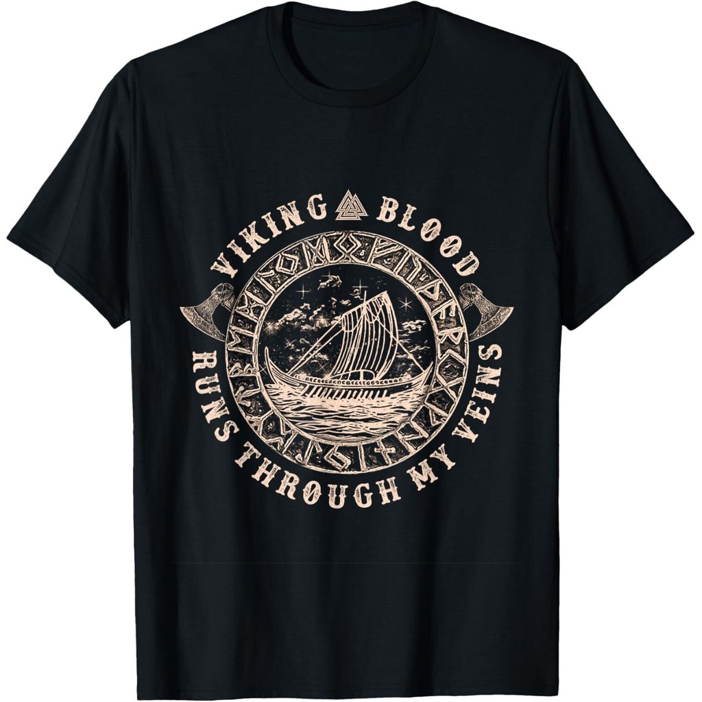 Viking Blood Runs Through My Veins Viking Shirt Circle Tee