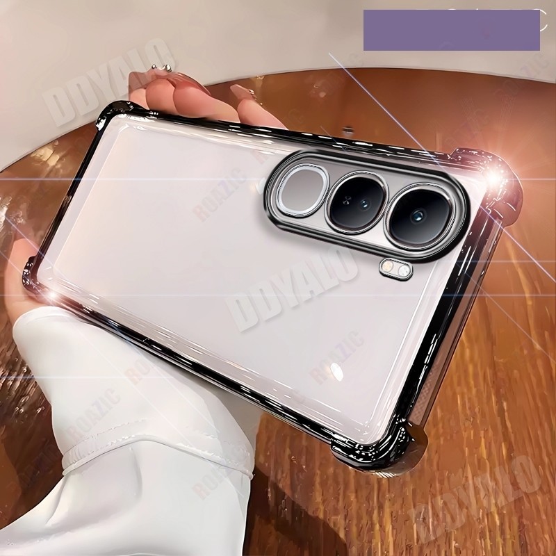 Matte Luxuy ชุบปลอกใสสําหรับ VIVO V40 Lite/VIVO V40 Lite 5G หนาสี่มุม Super Drop-Resistant นุ่มกันกระแทก TPU ฝาครอบโทรศัพท์ SDS03