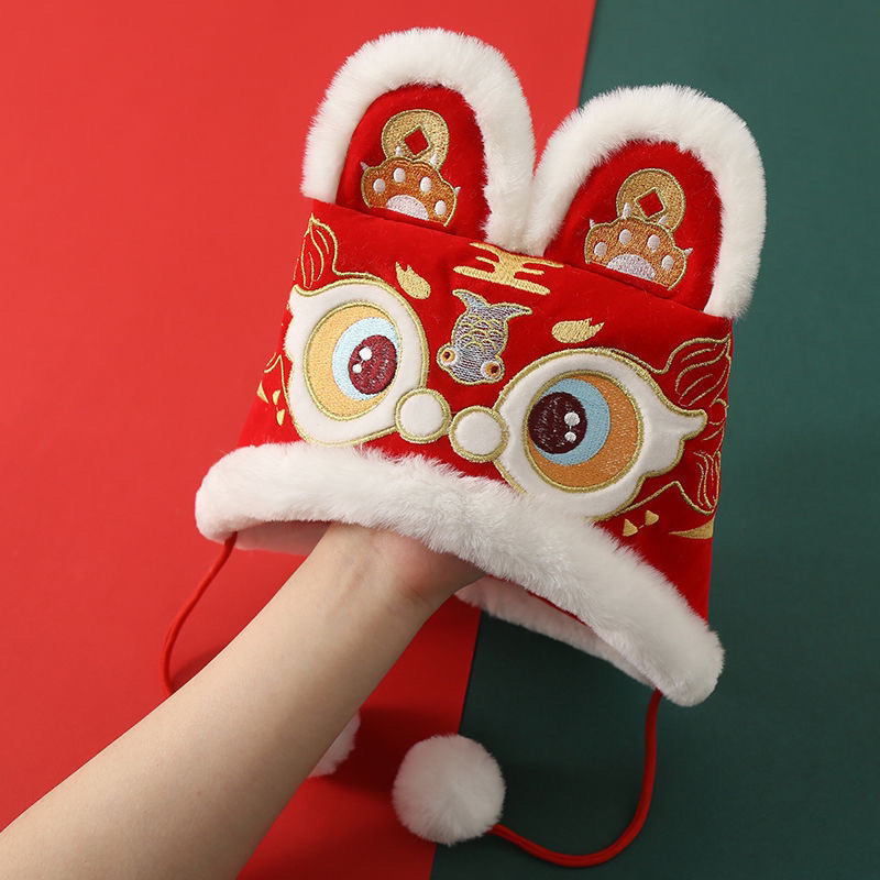 ทารกปีมังกร ฮันฟู หมวกปีใหม่เด็กเสือหมวกหัวมังกรสีแดงหมวกเด็กปีใหม่เทศกาลสาวหัวเสือหมวก - รูปที่ 2