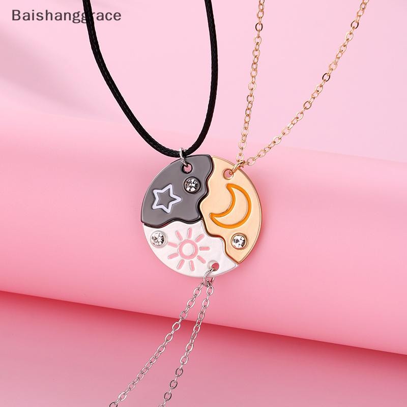 Baishanggrace 3 ชิ้น/เซ็ต Sun Moon Star จี้สร้อยคอเพื่อนที่ดีที่สุด Bff มิตรภาพสร้อยคอคู่แฟชั่นเครื่องประดับ HHT