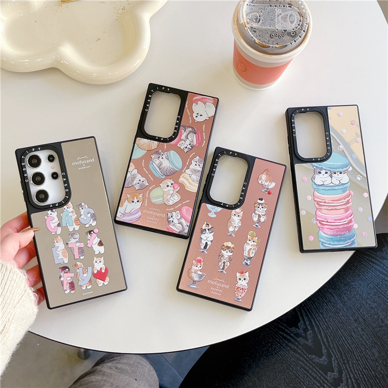 เคสโทรศัพท์ Samsung Galaxy S23 S24 S25 Ultra คุณภาพสูง CASETiFY Mofusand Multicolored Macaron cat เอฟเฟกต์ดูดแม่เหล็ก ปลอกกระจกกันกระแทก ฝาครอบป้องกันโทรศัพท์
