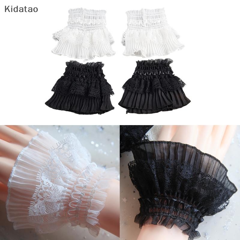Kidatao ที่ถอดออกได้แขนปลอม Cuffs หญิงลูกไม้บางจีบ Flare Sleeve Ruffles สายรัดข้อมือเสื้อกันหนาวเสื้อตกแต่งแขนใหม่