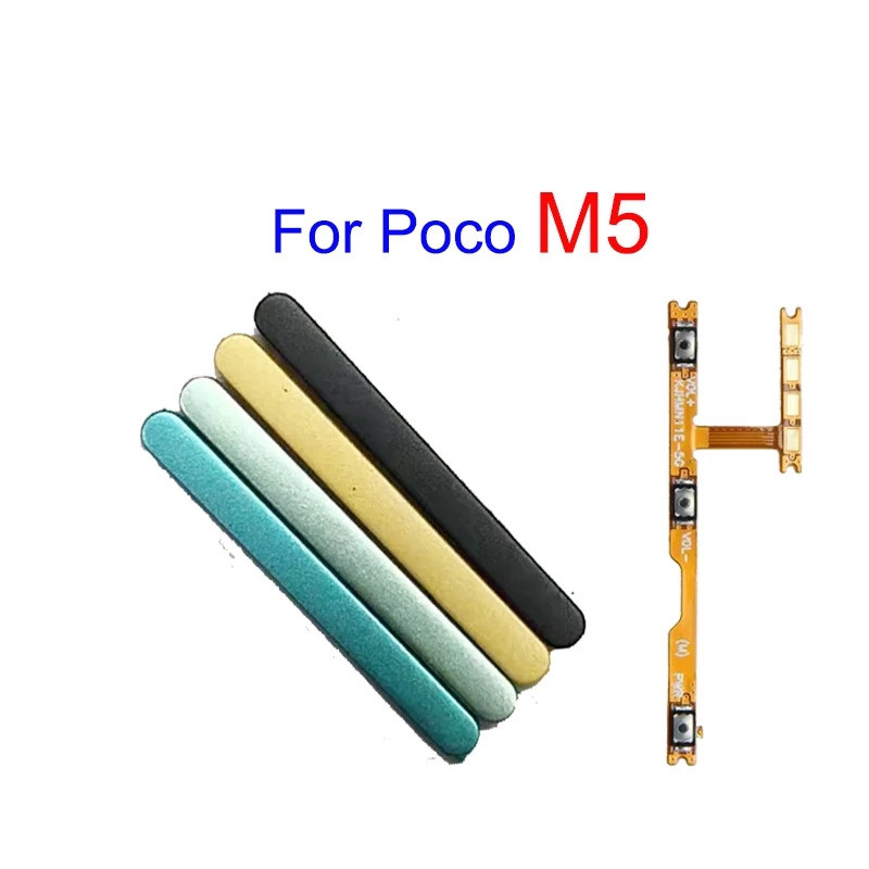 เปิด/ปิดปุ่มสวิทช์ด้านข้าง Volume Up Down ปุ่ม Flex Cable Replacement สําหรับ Poco M5