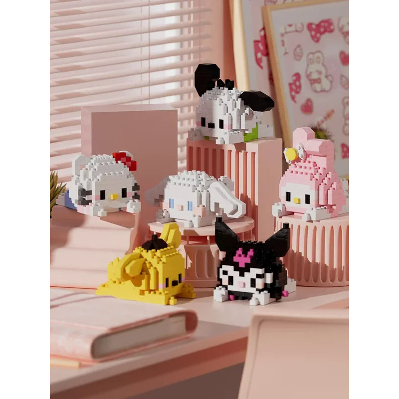 keeppley Sanrio Hello Kitty Anime Figure Building Blocks My melody Kuromi Assembled Model Dolls Cinn