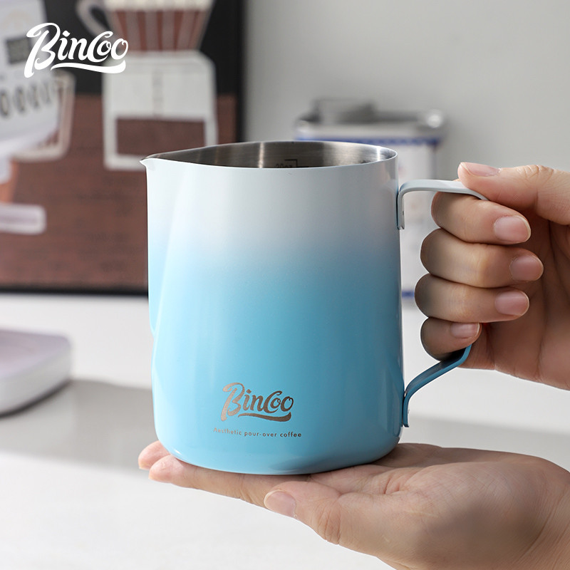 Bincoo Latte Art Cup Coffee Milk Frother Cup Round mouthed Latte Art Jar ถ้วยตวงนมพร้อมสเกลไล่ระดับส