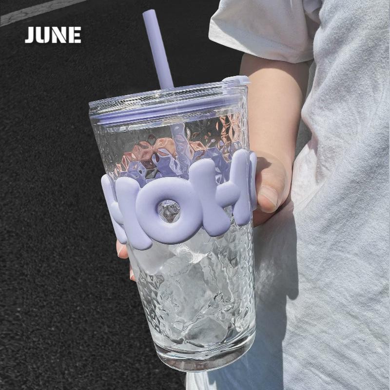 ของที่ระลึกถ้วยน้ำแข็งบดฤดูร้อน ins Creative Net Red Water Cup สำหรับสาวๆหลอดใสความจุขนาดใหญ่พร้อมฝาถ้วยดื่มน้ำ